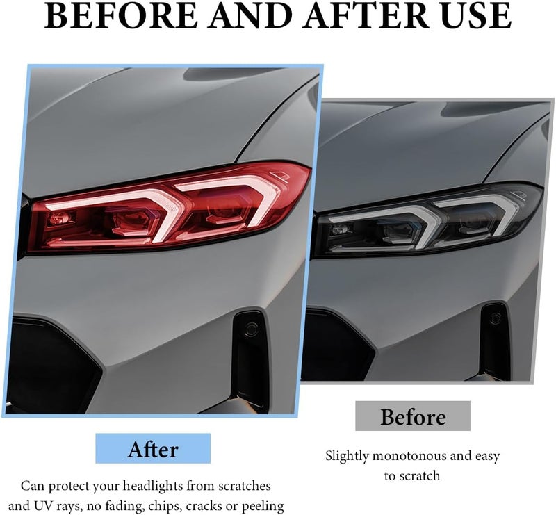 MUQIDA Headlight Vinyl Film Sticker Sheet Roll, 47.2"×11.8" Self-Adhesive Tint Vinyl Film for Car Tail Lights Fog Lights, Air-Release Headlight Tint Wrap Film with Squeegee & Cutter (Red) - Image 5